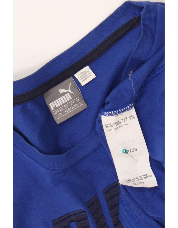 T-shirt grafica da uomo Puma grande in cotone blu
