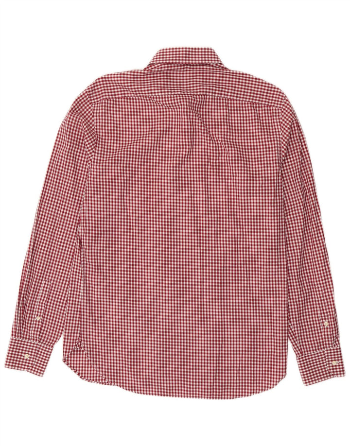Camicia da uomo Boggi a quadri su misura taglia 40 15 1/2 percalle bordeaux medio