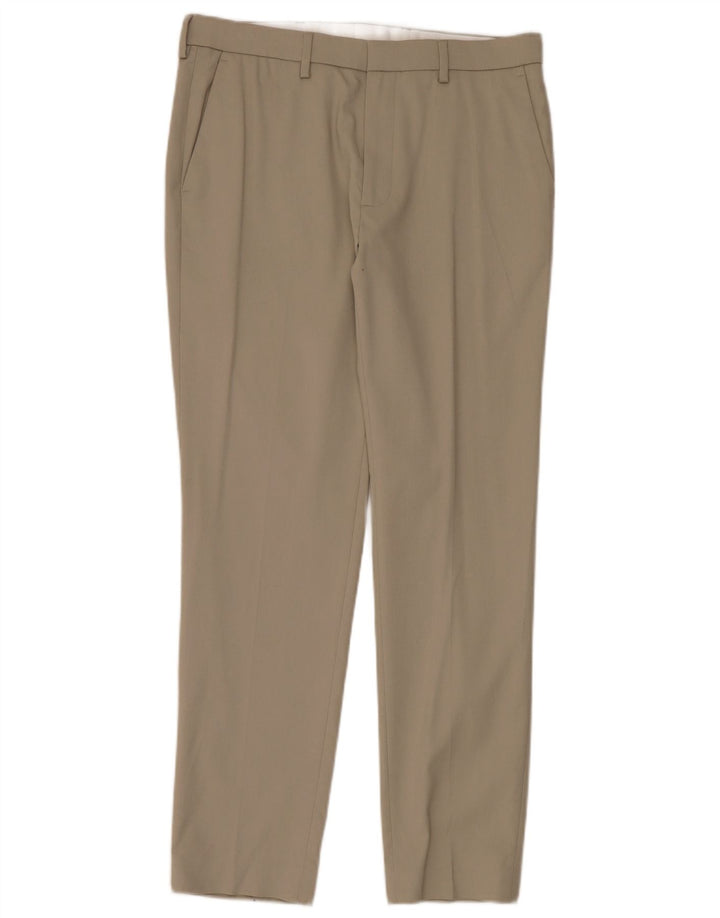 Pantaloni chino slim da uomo Marks & Spencer W34 L31 Poliestere beige