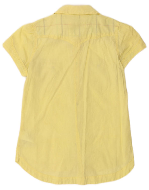 Camicia a maniche corte da donna Wrangler UK 10 piccola in cotone giallo