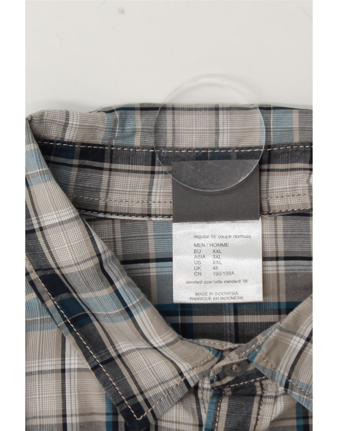 JACK WOLFSKIN Camicia a maniche corte da uomo UK 48 2XL Cotone a quadri blu