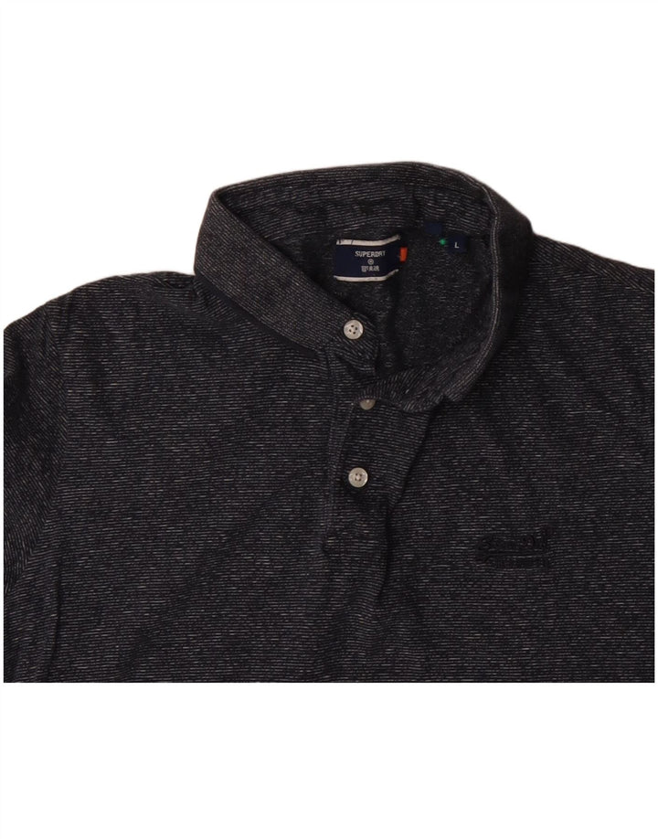 Polo da uomo SUPERDRY grande in cotone chiazzato grigio