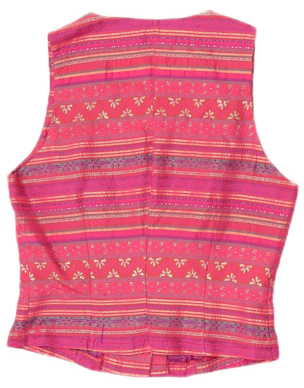 Gilet Vintage da Donna IT 42 Acetato Rigato Rosa Medio