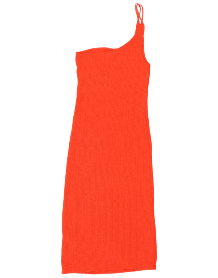 Abito monospalla in maglia da donna Zara UK 12 Poliestere arancione medio