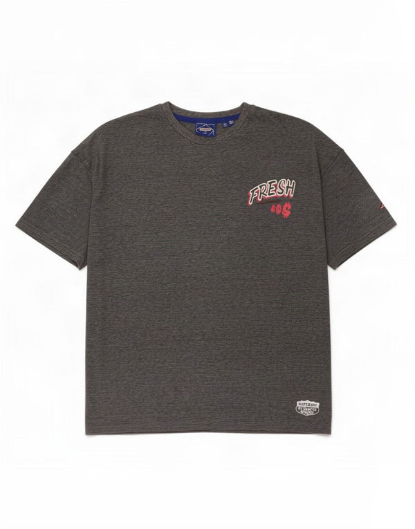 T-shirt grafica oversize da donna Superdry Top UK 14 grande gessato grigio