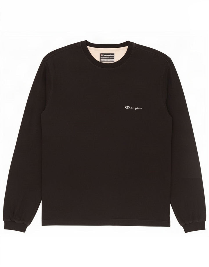 Champion Maglia da uomo regolare a maniche lunghe grande in cotone nero