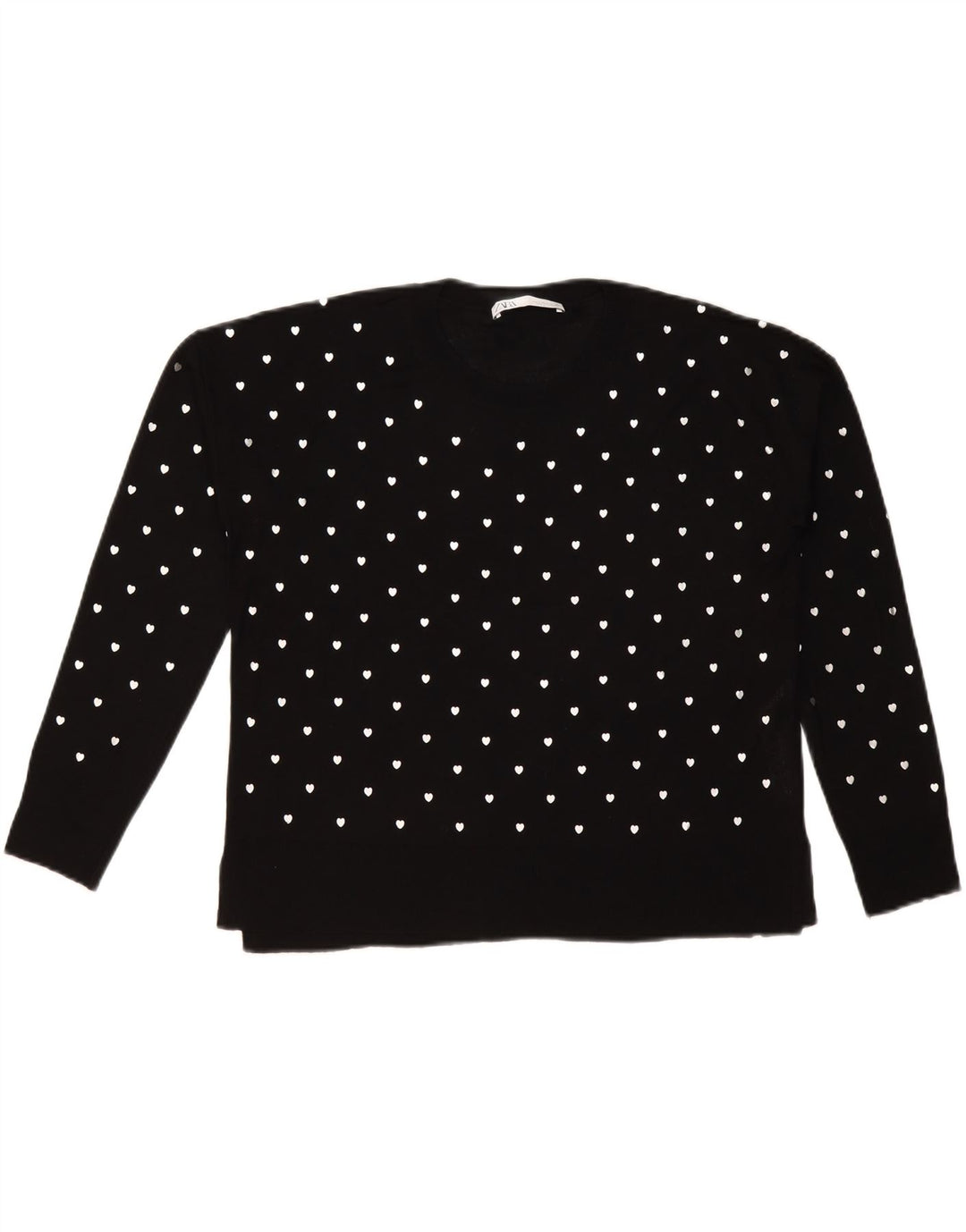 Maglione girocollo da donna con motivo astratto Zara UK 10 piccolo nero