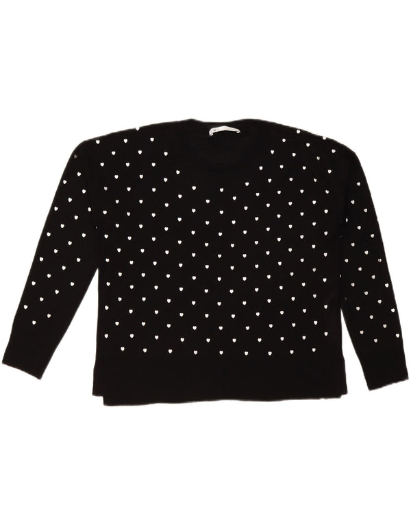 Maglione girocollo da donna con motivo astratto Zara UK 10 piccolo nero