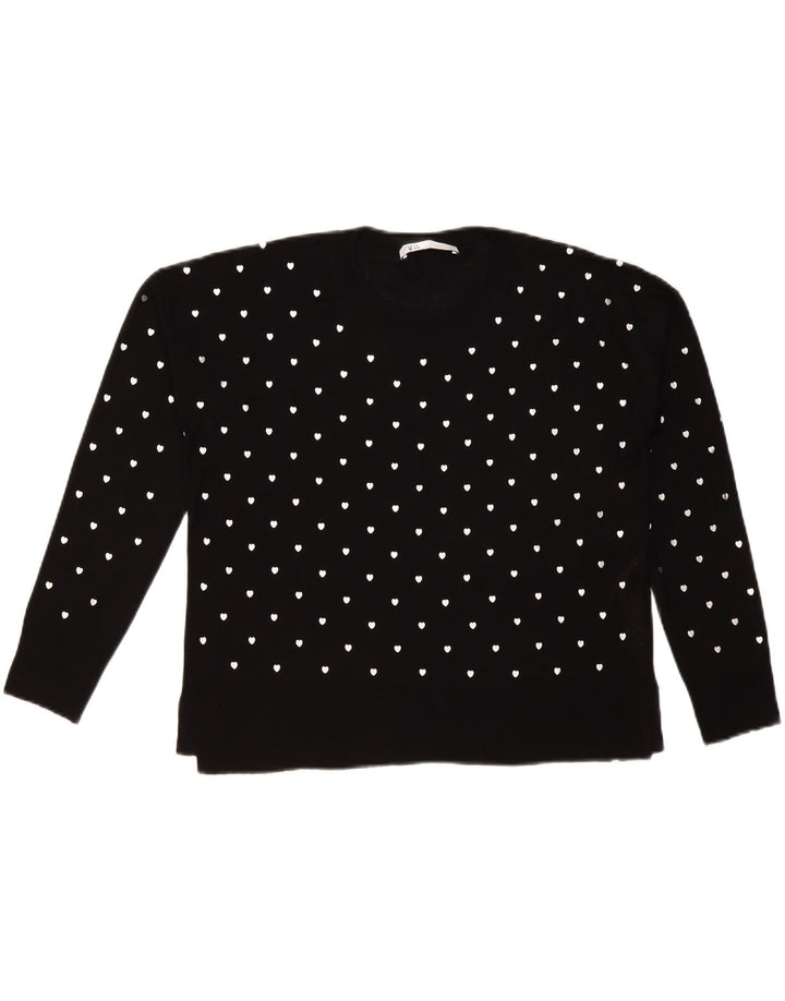 Maglione girocollo da donna con motivo astratto Zara UK 10 piccolo nero