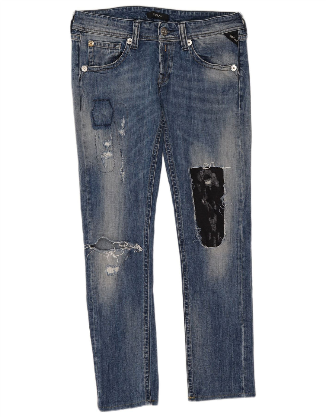 REPLAY Jeans slim effetto consumato da donna W32 L29 Blu