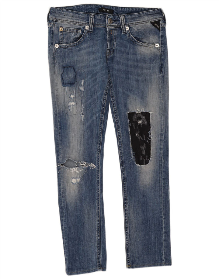 REPLAY Jeans slim effetto consumato da donna W32 L29 Blu