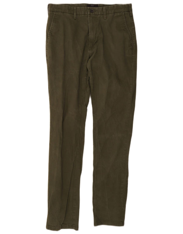 Marks & Spencer Mens Slim Fit Chino Trousers W32 L33 Green Cotton