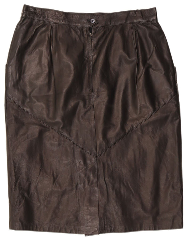 Gonna in pelle vintage da donna W32 grande in pelle nera