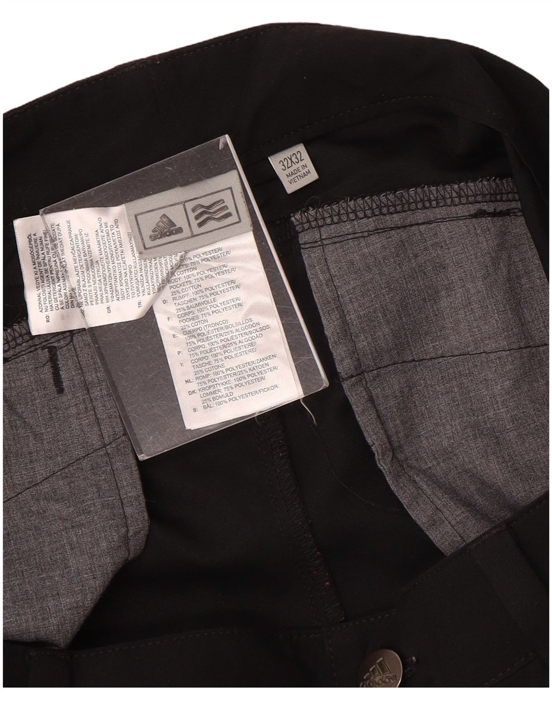 Pantaloni chino slim da uomo Adidas W32 L32 poliestere nero