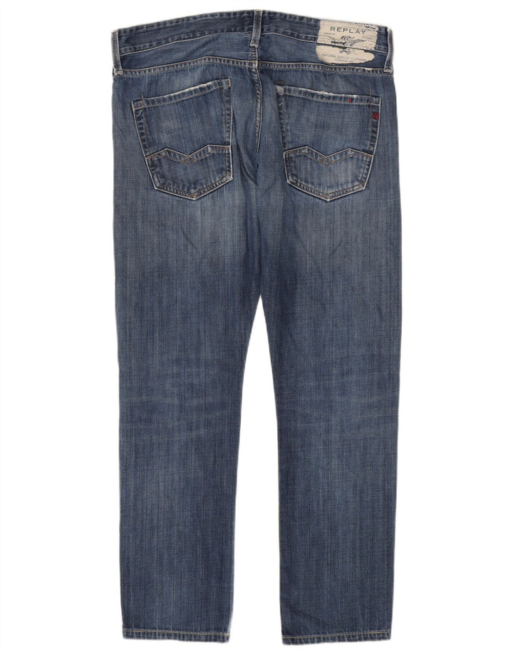 Replay Jeans Waitom Slim Distressed da Uomo W36 L30 Blu
