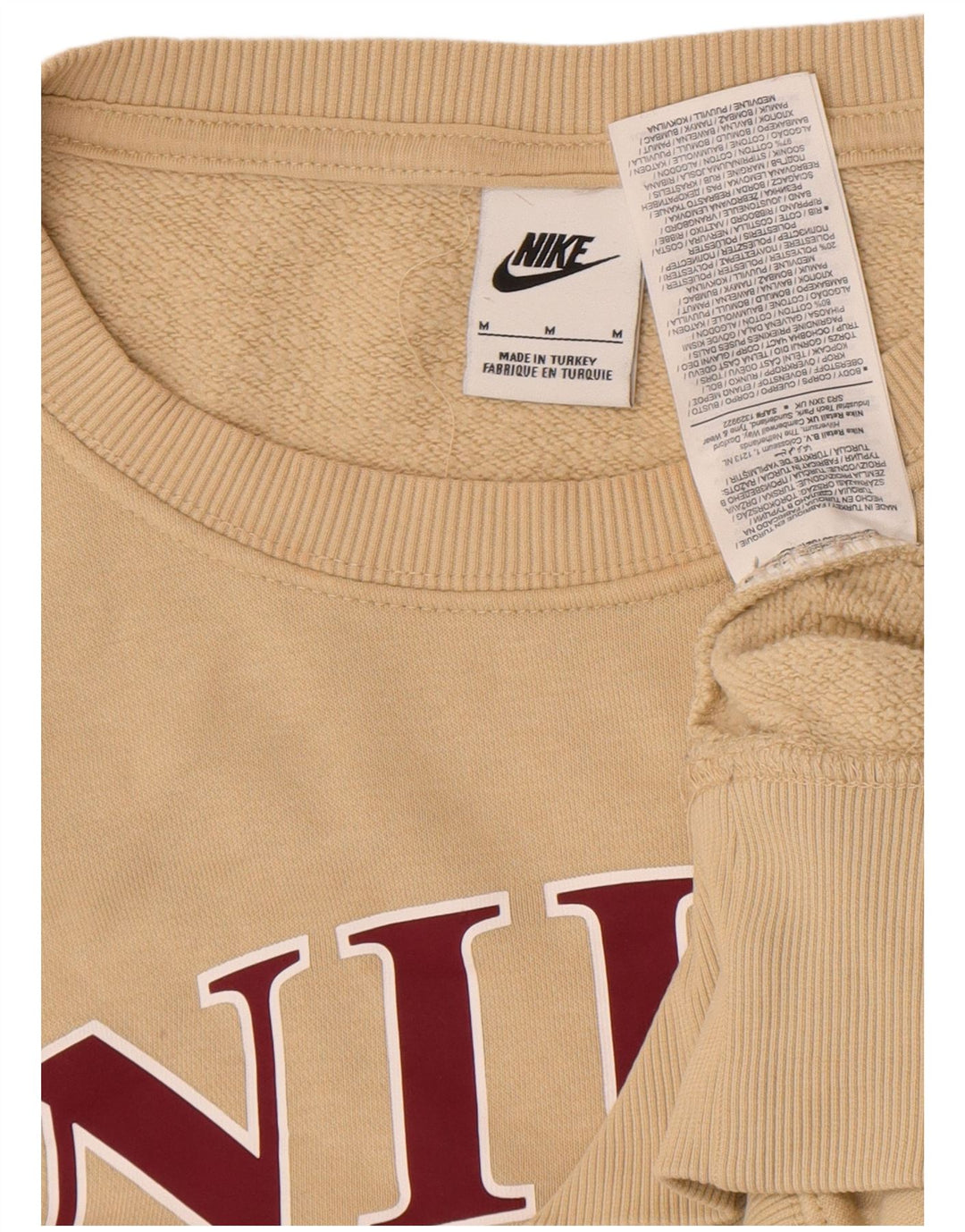 Felpa Nike da uomo con vestibilità ampia e grafica, in cotone beige medio