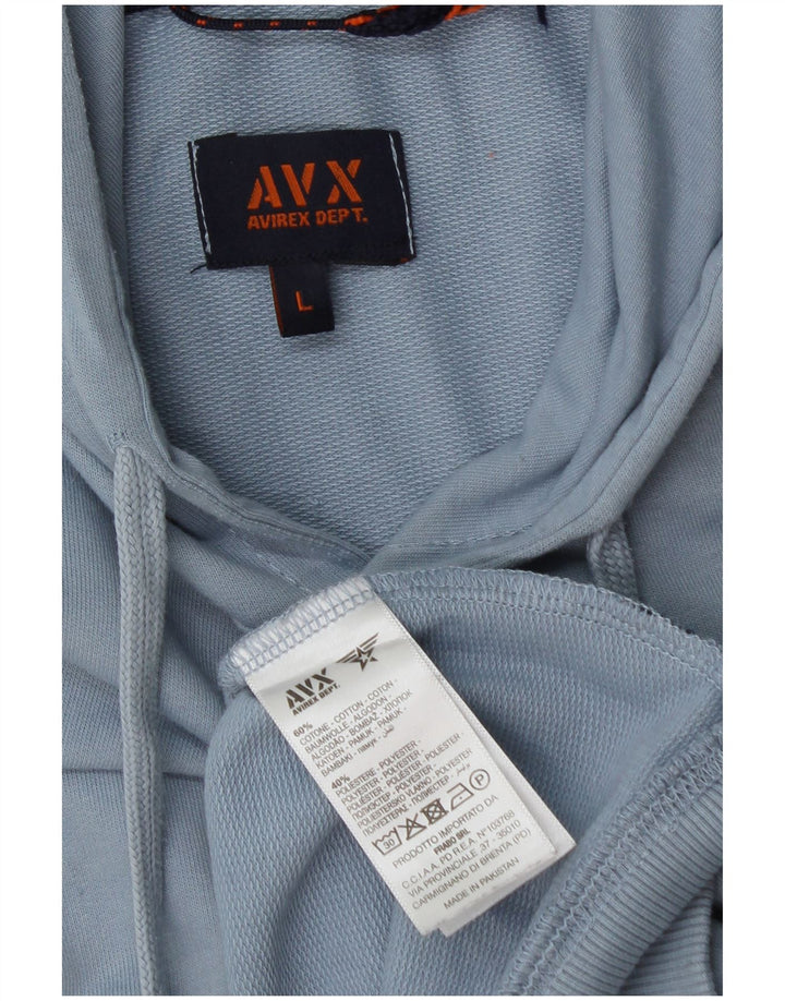 Maglione con cappuccio grafico da uomo Avirex grande in cotone blu