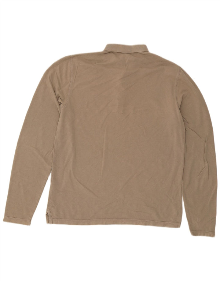 Polo da uomo a maniche lunghe All Saints in cotone beige medio