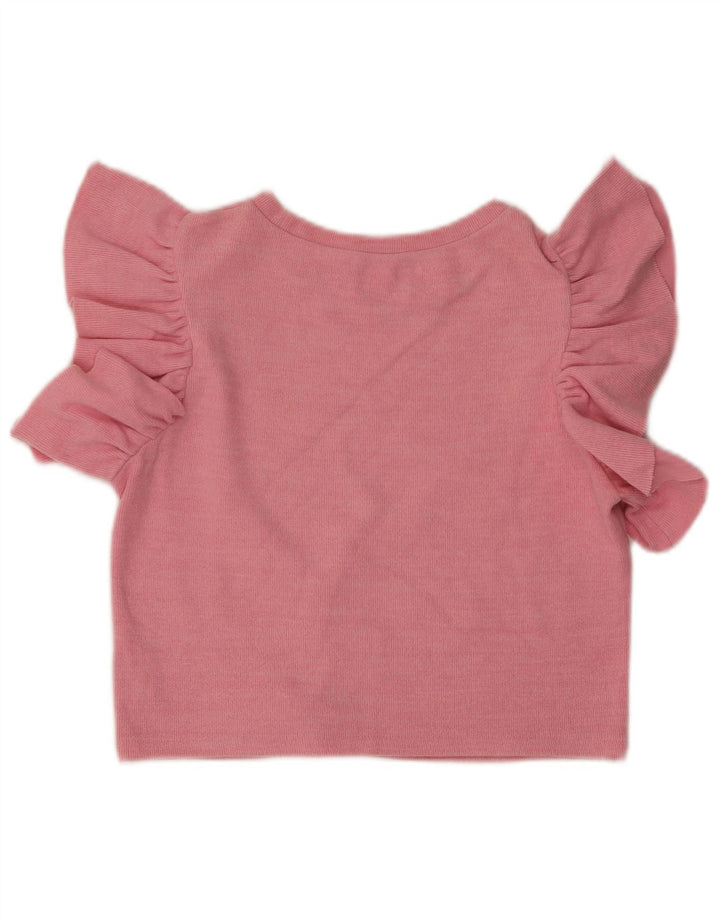Top corto da donna Zara in camicetta UK 12 in cotone rosa medio