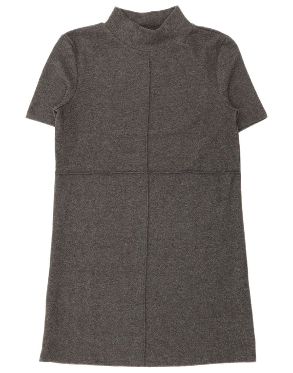 Abito maglione a maniche corte da donna Zara UK 10 piccolo poliestere grigio