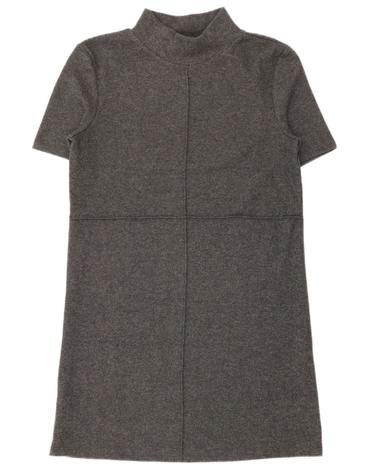 Abito maglione a maniche corte da donna Zara UK 10 piccolo poliestere grigio