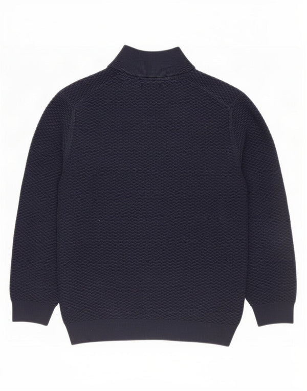 Gant Mens Zip Neck Jumper Sweater XL Navy Blue Cotton