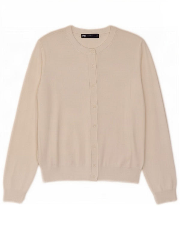 Maglione cardigan da donna Marks & Spencer UK 16 grande in viscosa bianco sporco