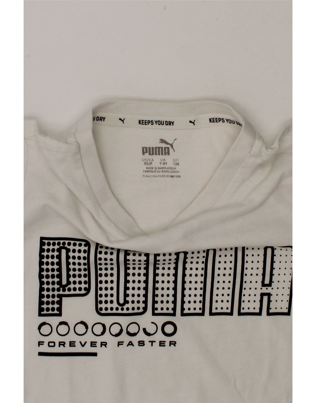 PUMA Boys Graphic T-Shirt Top 7-8 Years White Cotton Vintage Puma and Second-Hand Puma from Messina Hembry 