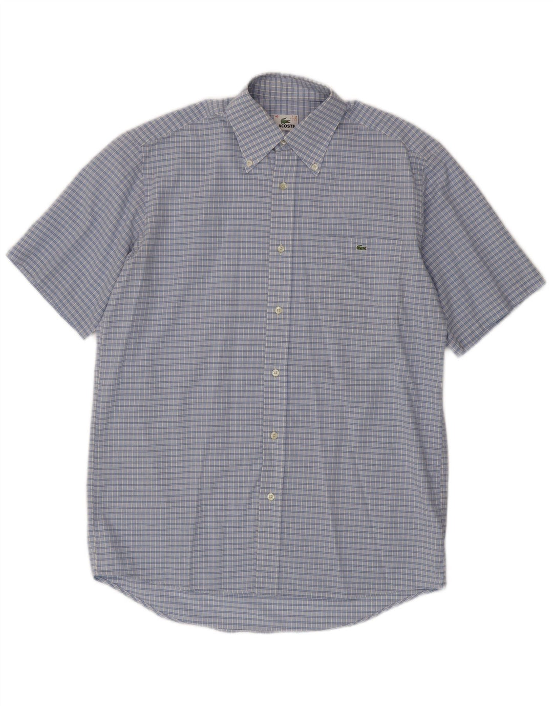 Camicia a maniche corte da uomo Lacoste taglia 40 in cotone a quadri blu medio
