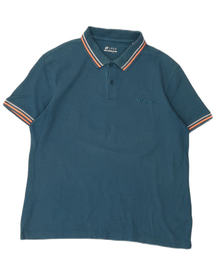Polo da uomo Lotto Large a blocchi di colore blu