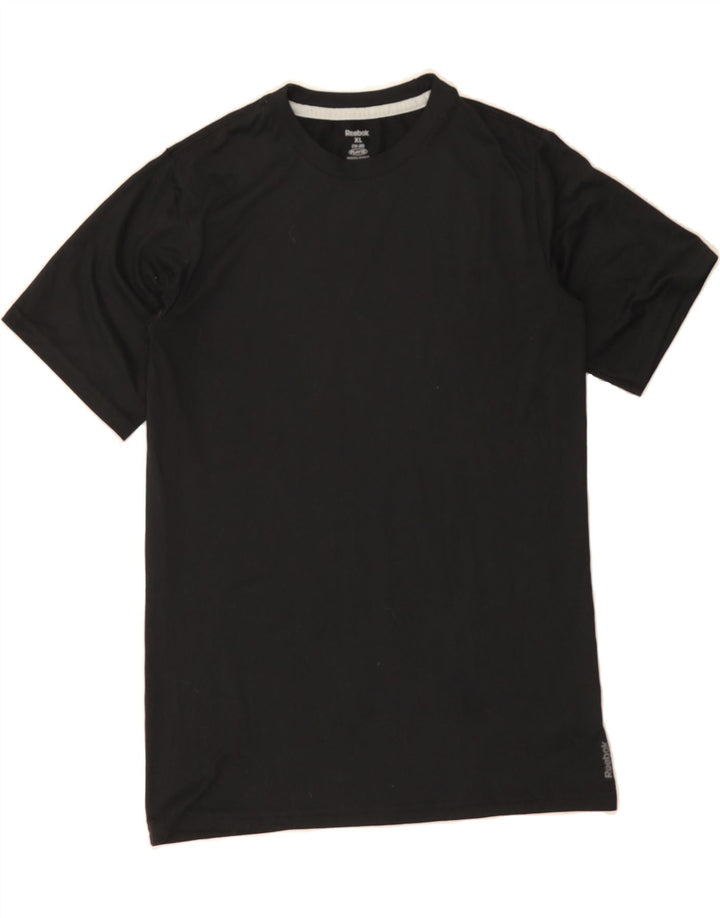 REEBOK Boys T-Shirt Top 15-16 Years XL Black Polyester Vintage Reebok and Second-Hand Reebok from Messina Hembry 