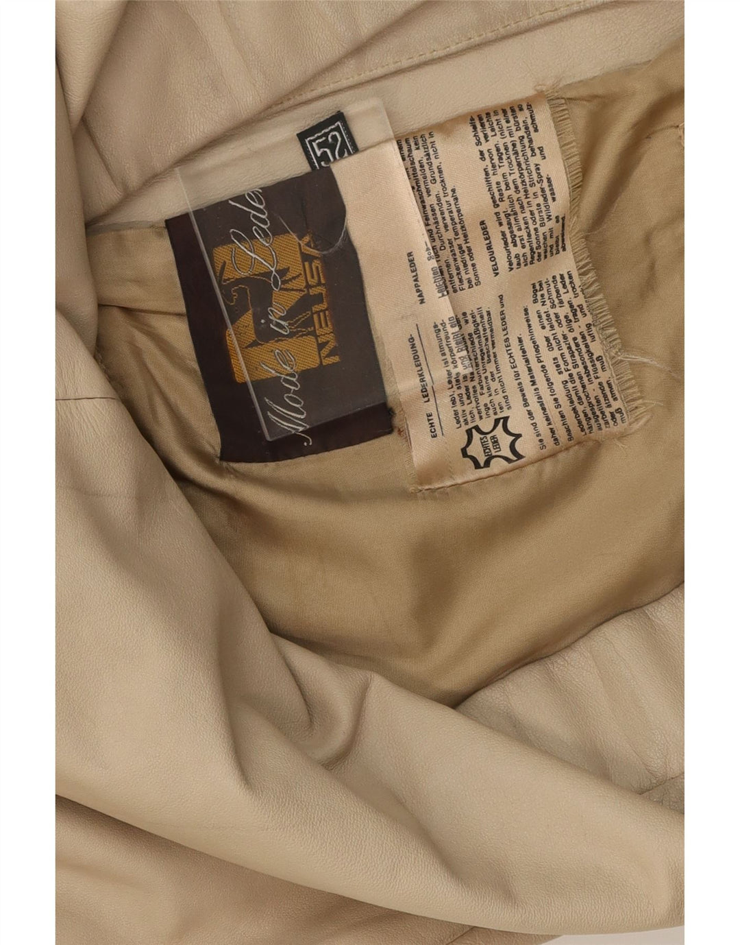 VINTAGE Mens Leather Jacket IT 52 XL Beige Leather Vintage Vintage and Second-Hand Vintage from Messina Hembry 