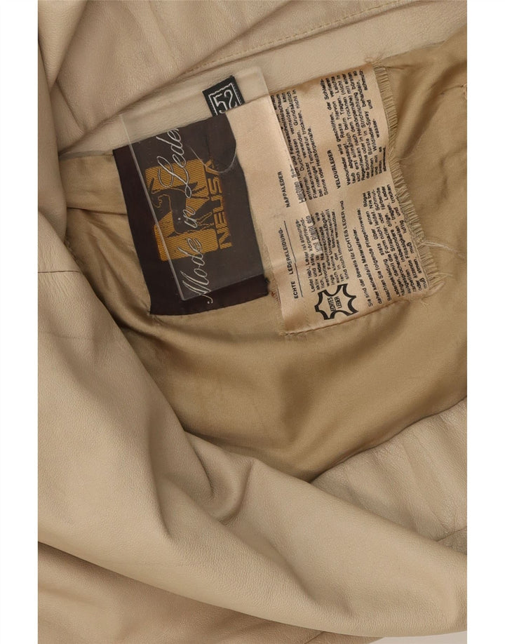VINTAGE Mens Leather Jacket IT 52 XL Beige Leather Vintage Vintage and Second-Hand Vintage from Messina Hembry 