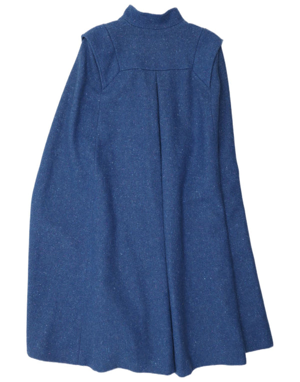 Cappotto a mantella da donna Jimmy Hourihan UK 14 Lana nuova screziata blu medio