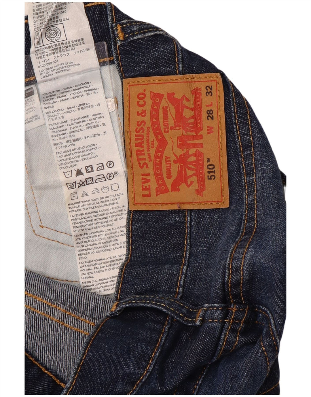 Jeans Levi's Uomo 510 Skinny W28 L32 Cotone Blu