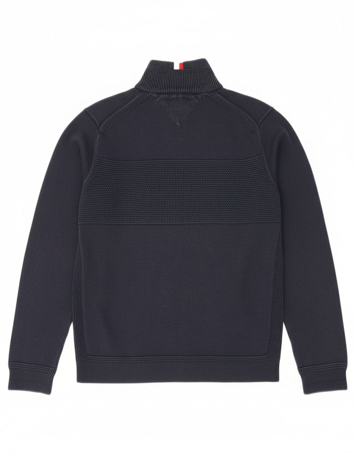 Maglione maglione con zip da uomo Tommy Hilfiger in cotone blu navy medio
