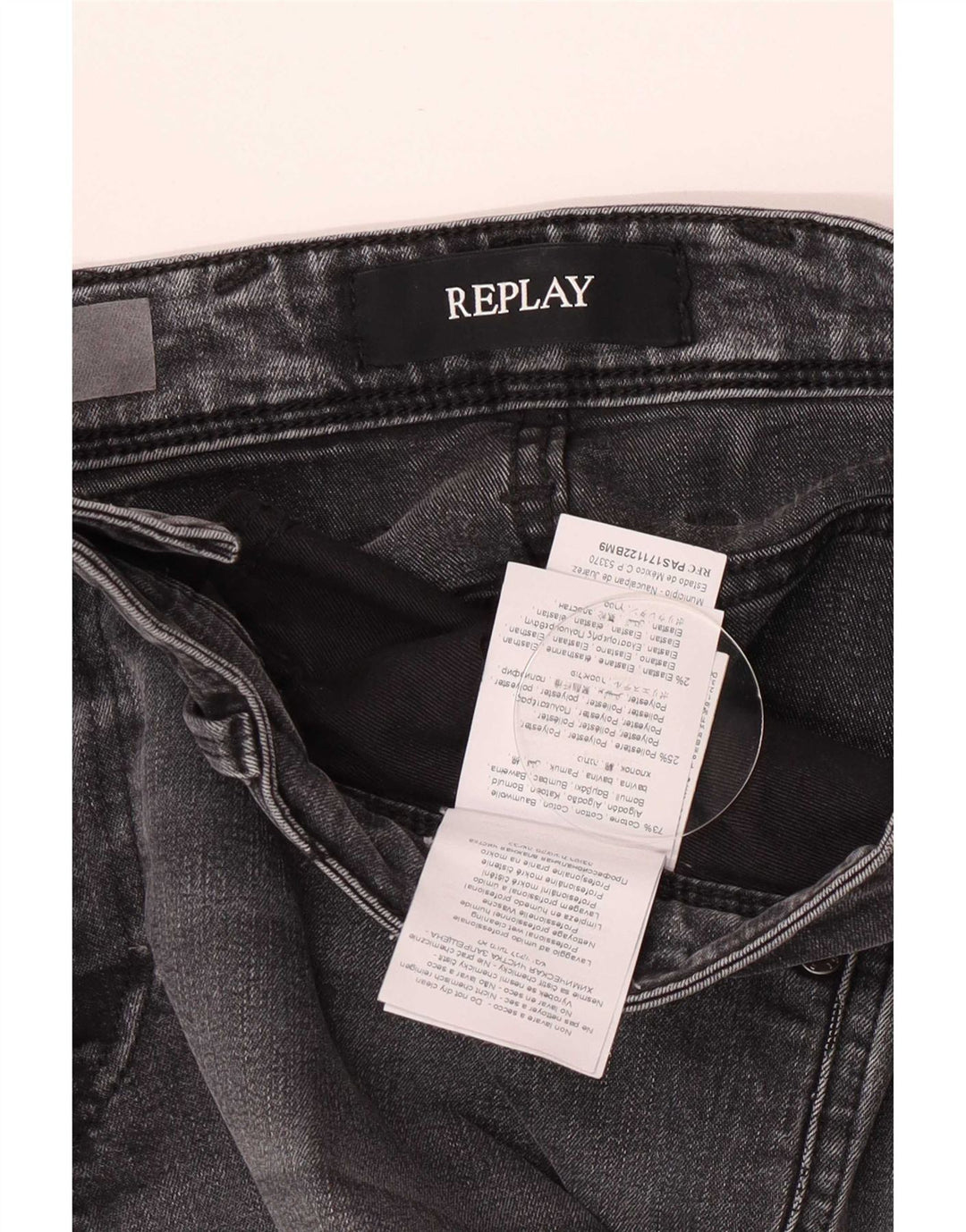 Jeans slim da donna Replay W33 L32 cotone grigio