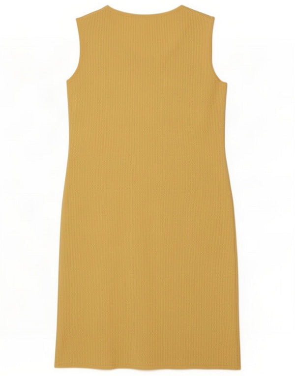 Vestito tubino senza maniche vintage da donna UK 10 piccolo giallo