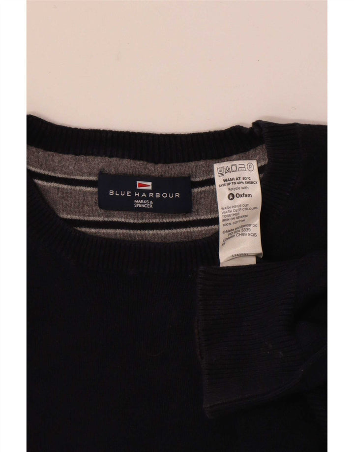 Maglione maglione girocollo da uomo Marks & Spencer blu navy medio