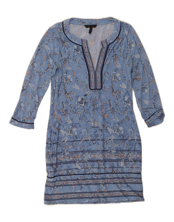 BCBGMAXAZRIA Womens 3/4 Sleeve Sheath Dress UK 12 Medium Blue Floral