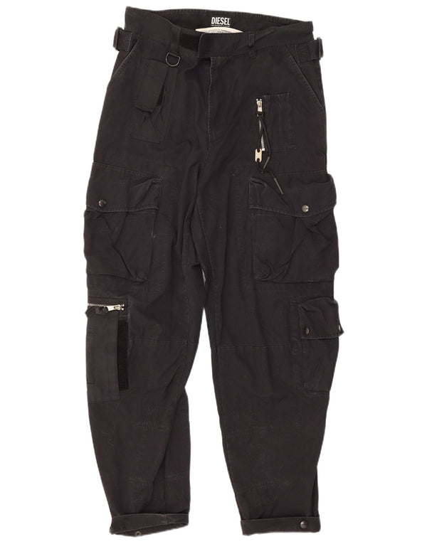 Pantaloni cargo affusolati da donna Diesel W31 L30 cotone nero