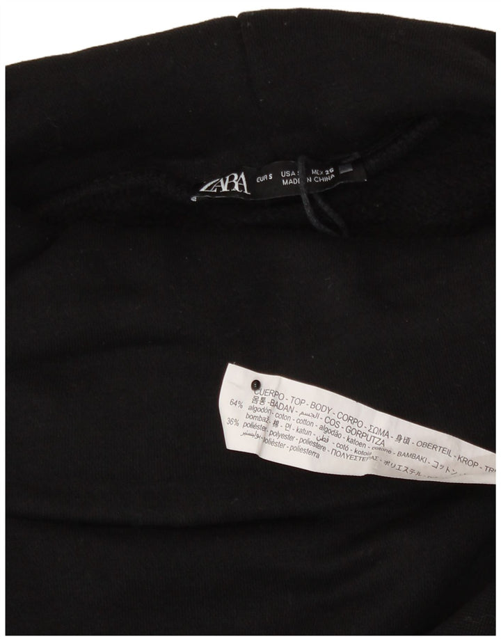 Felpa corta oversize da donna Zara, maglione UK 10, piccola, cotone nero