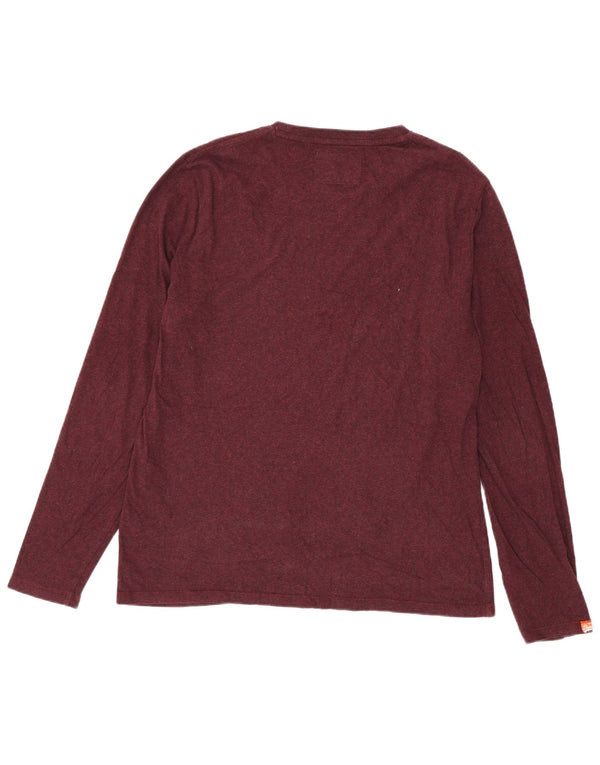 Top da uomo a maniche lunghe Superdry 2XL in cotone bordeaux