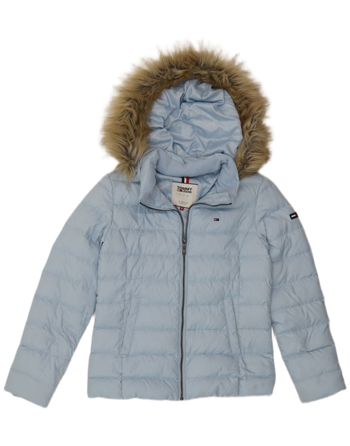 Giacca imbottita con cappuccio da donna Tommy Hilfiger UK 14 poliestere blu medio