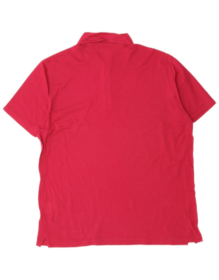 FERRANTE Mens Polo Shirt IT 50 Medium Pink Cotton