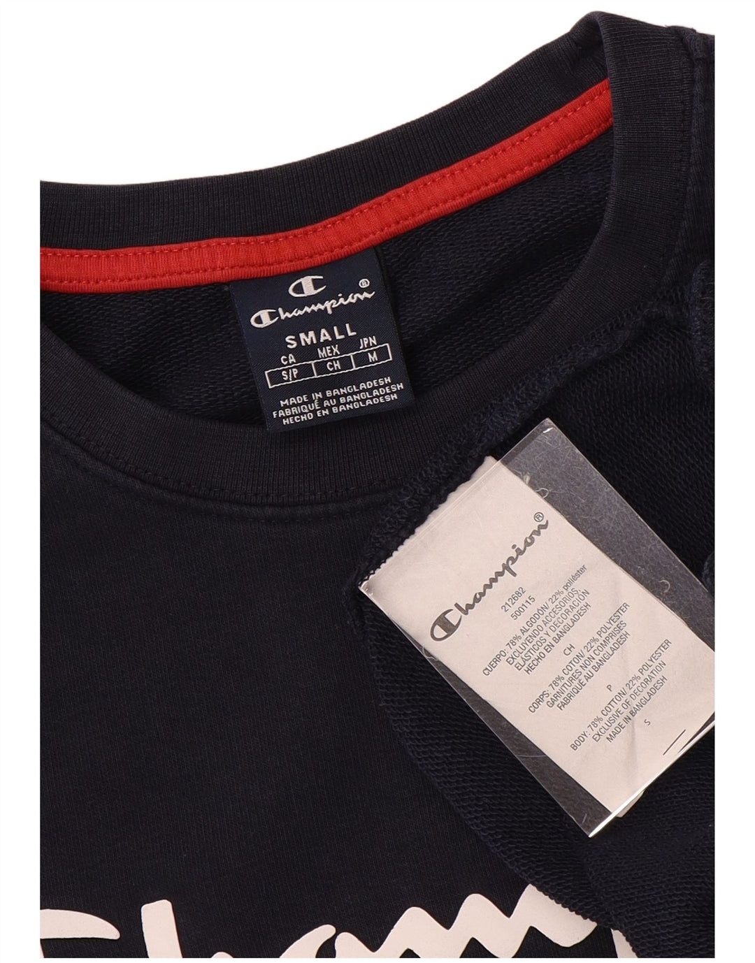 Felpa grafica da uomo Champion, piccola, in cotone blu navy