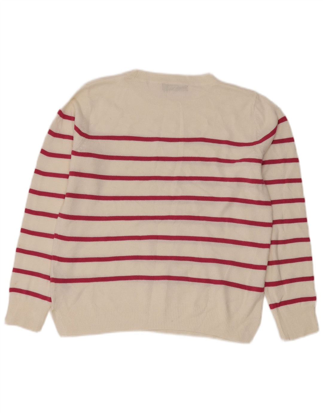 Maglione maglione girocollo da donna Marks & Spencer UK 10 piccolo a righe bianche