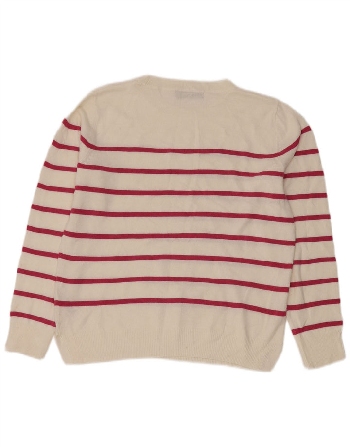 Maglione maglione girocollo da donna Marks & Spencer UK 10 piccolo a righe bianche