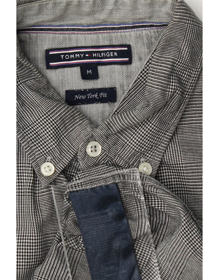 TOMMY HILFIGER Mens New York Fit Shirt Medium Grey Houndstooth Cotton Vintage Tommy Hilfiger and Second-Hand Tommy Hilfiger from Messina Hembry 