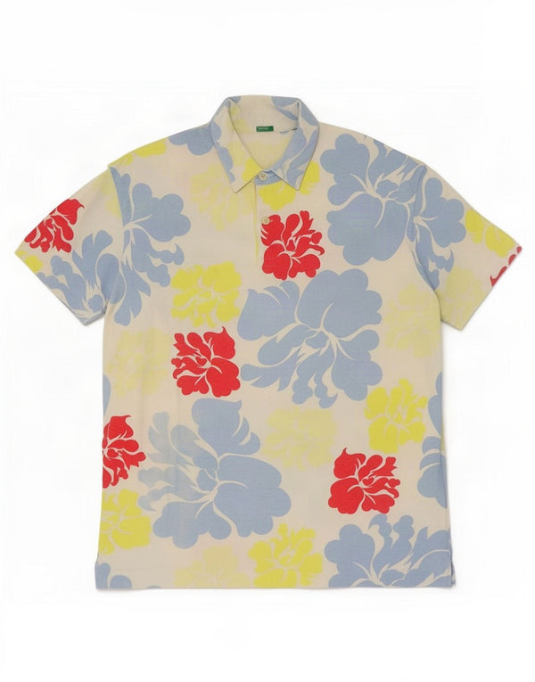 Polo Benetton Uomo XL Bianca Floreale